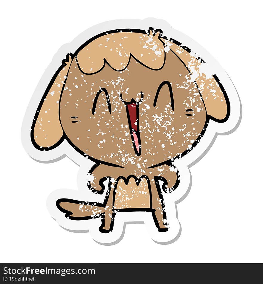 distressed sticker of a cute cartoon dog