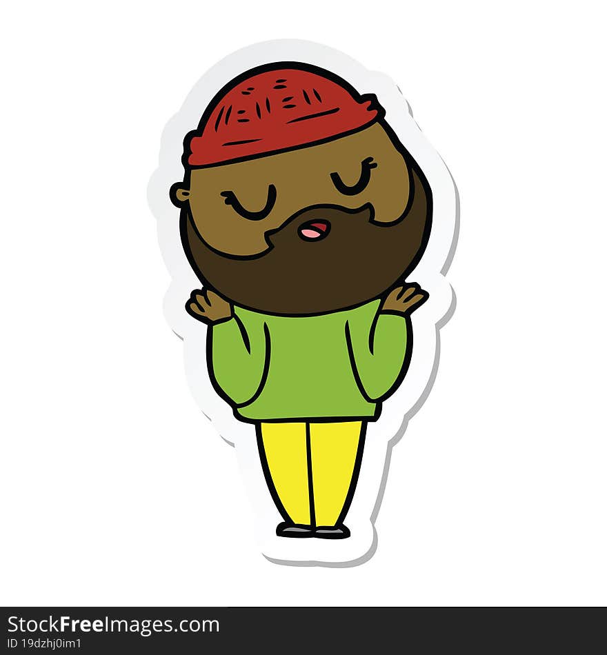 sticker of a cute cartoon man with beard