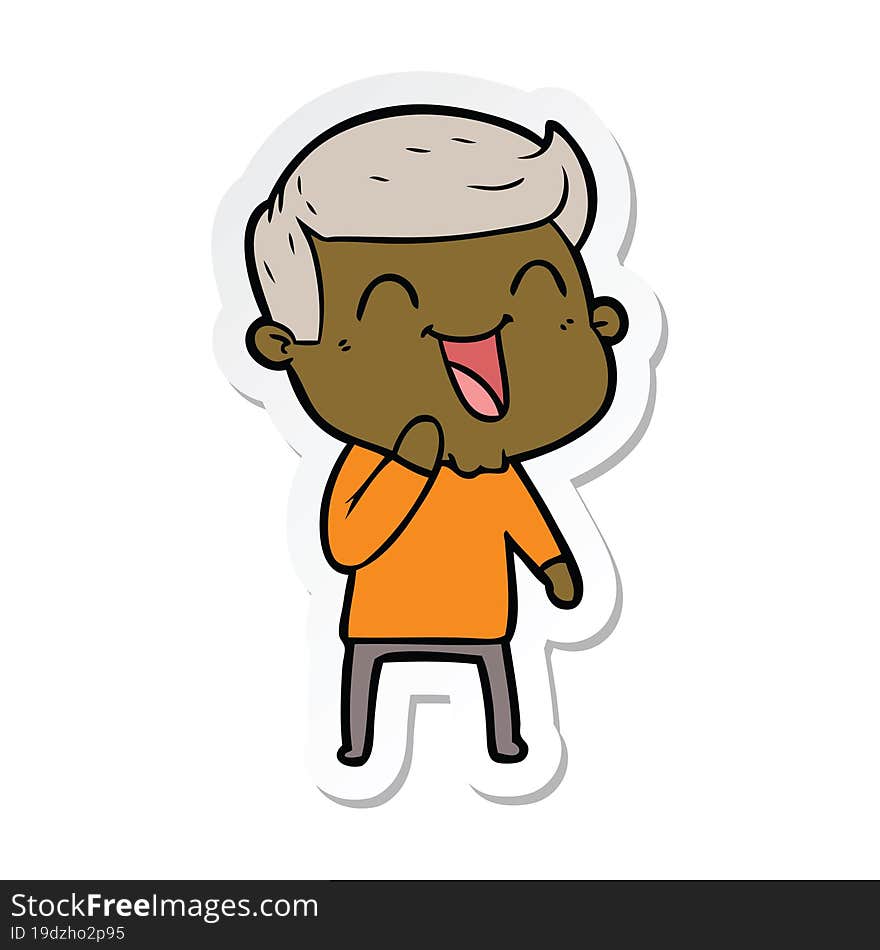 sticker of a cartoon man laughing