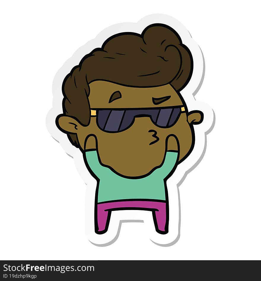 sticker of a cartoon cool guy