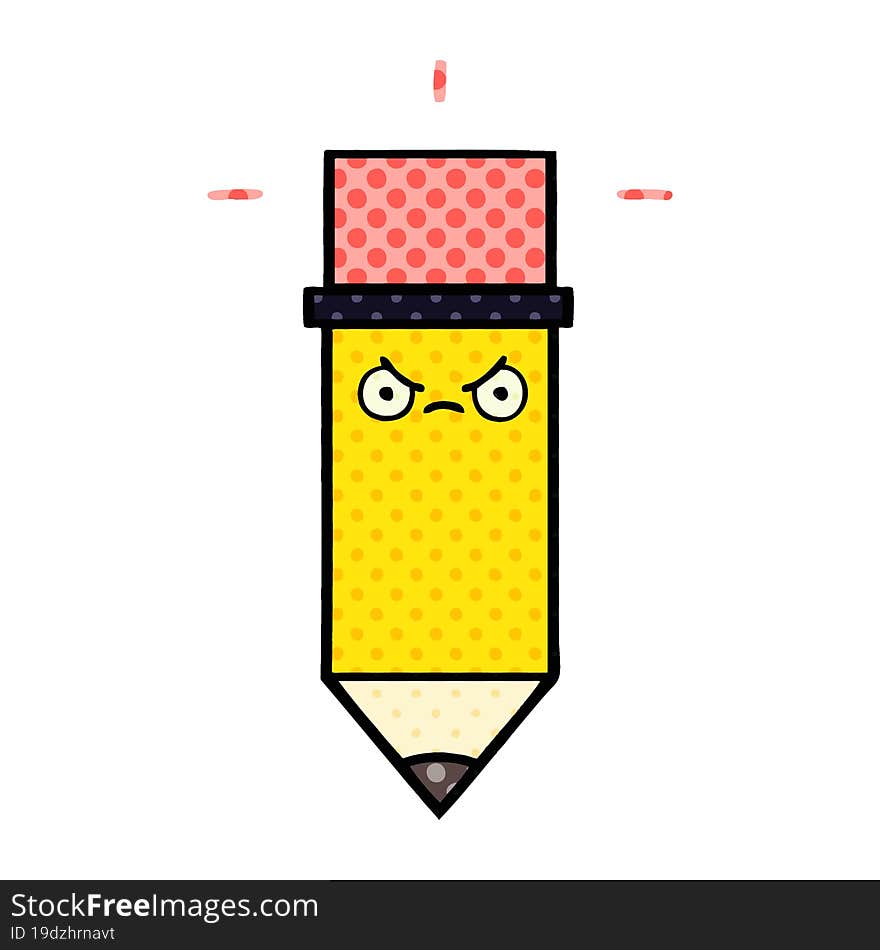 comic book style cartoon of a pencil