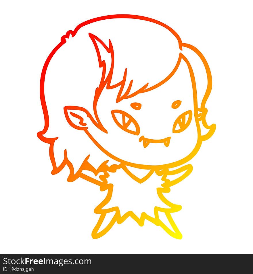 Warm Gradient Line Drawing Cartoon Friendly Vampire Girl