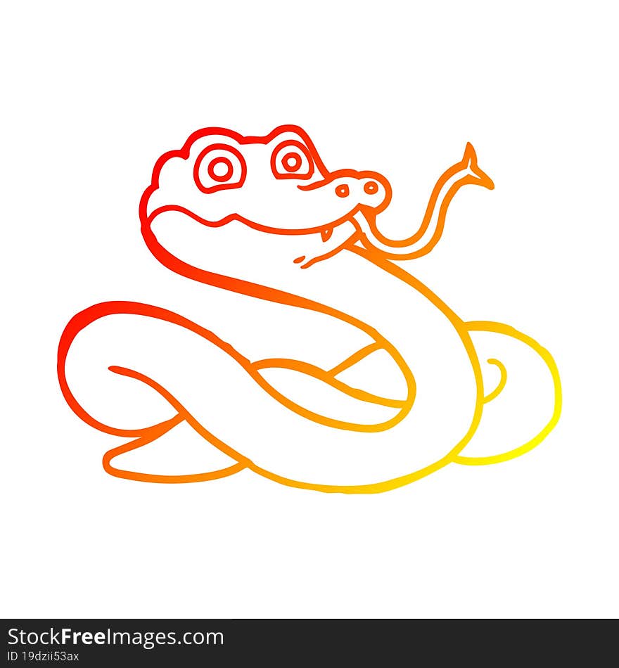 warm gradient line drawing cartoon snake