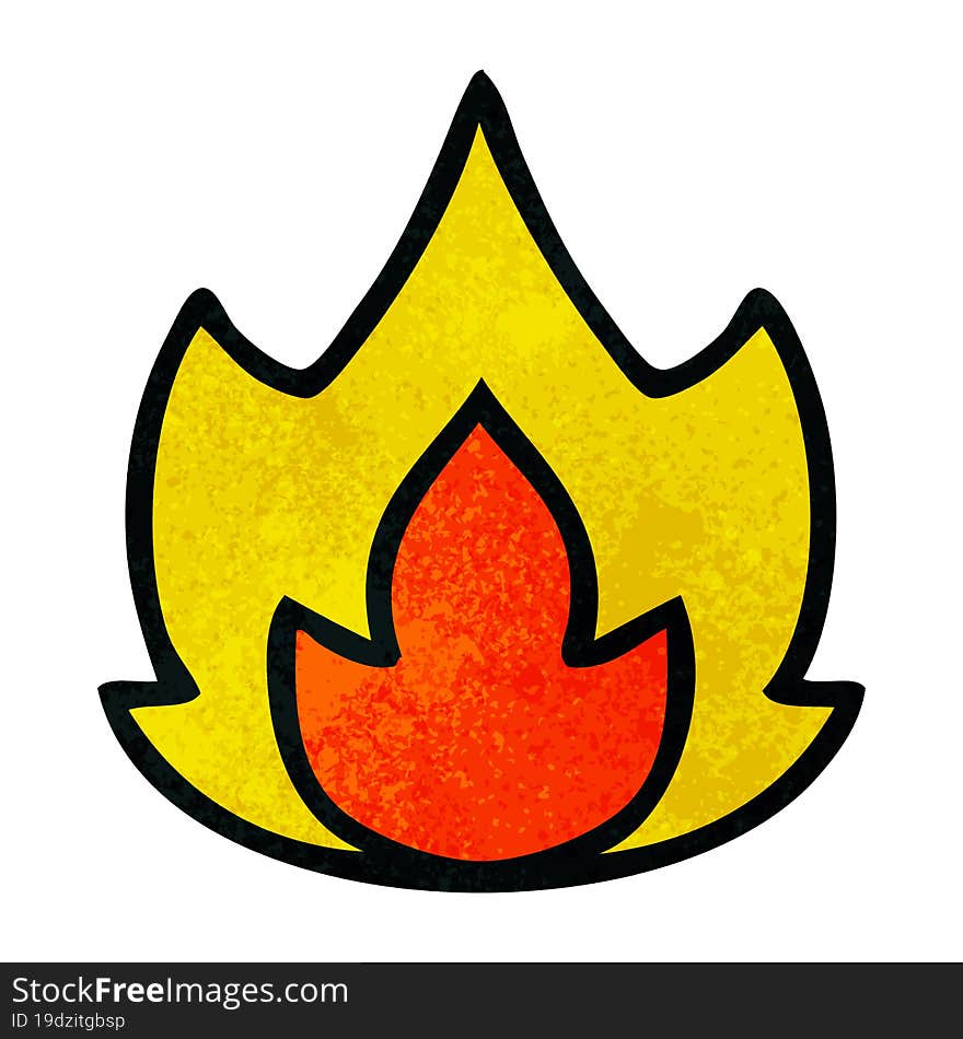 retro grunge texture cartoon of a fire