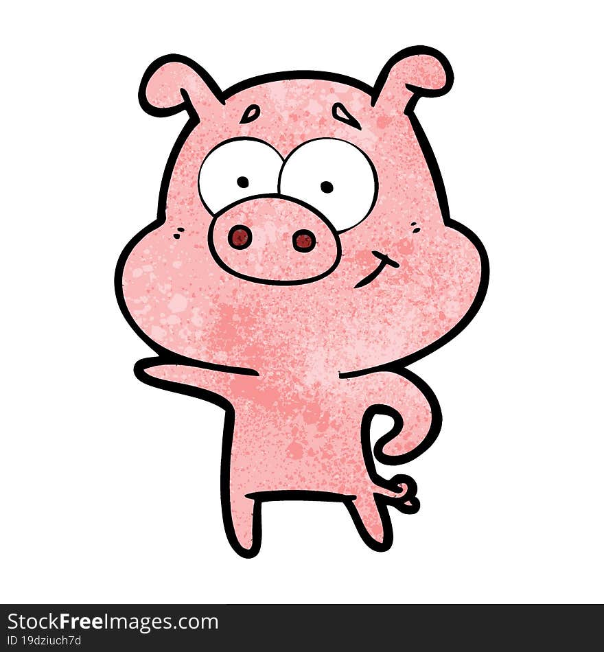 cartoon pig pointing. cartoon pig pointing