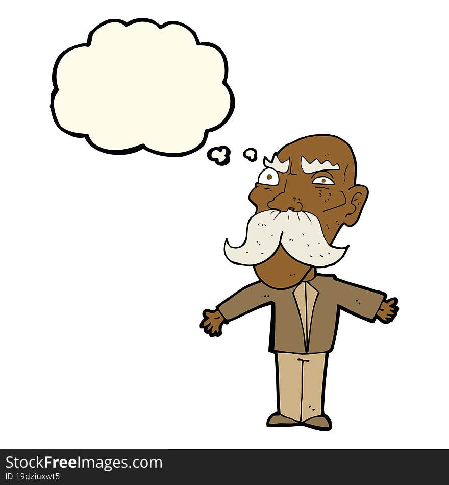 Cartoon Angry Old Man With Thought Bubble