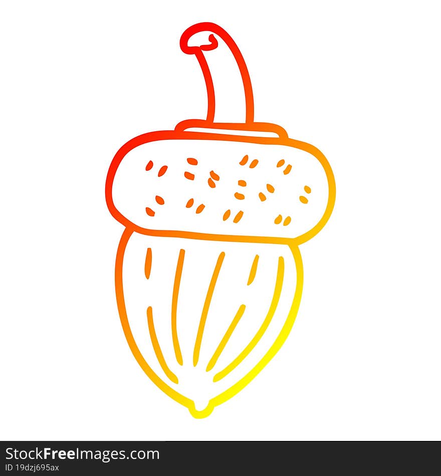 warm gradient line drawing cartoon acorn