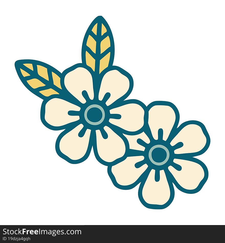 tattoo style icon of flowers