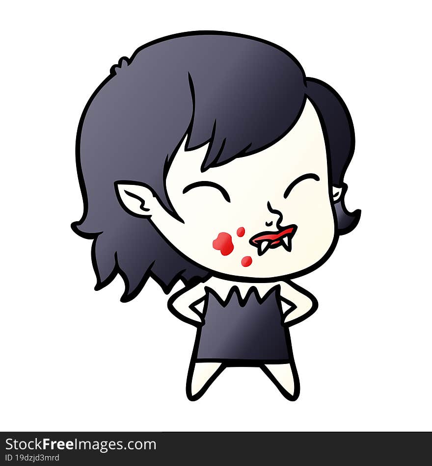 cartoon vampire girl with blood on cheek. cartoon vampire girl with blood on cheek