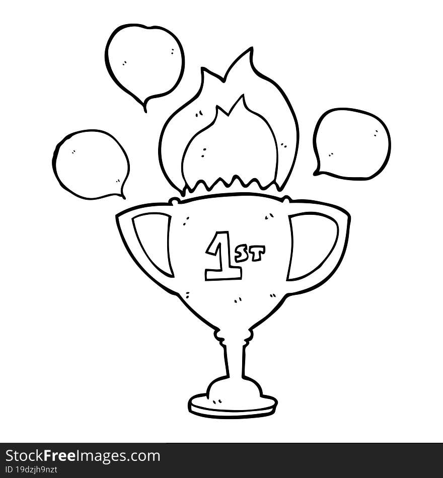 freehand drawn speech bubble cartoon sports trophy