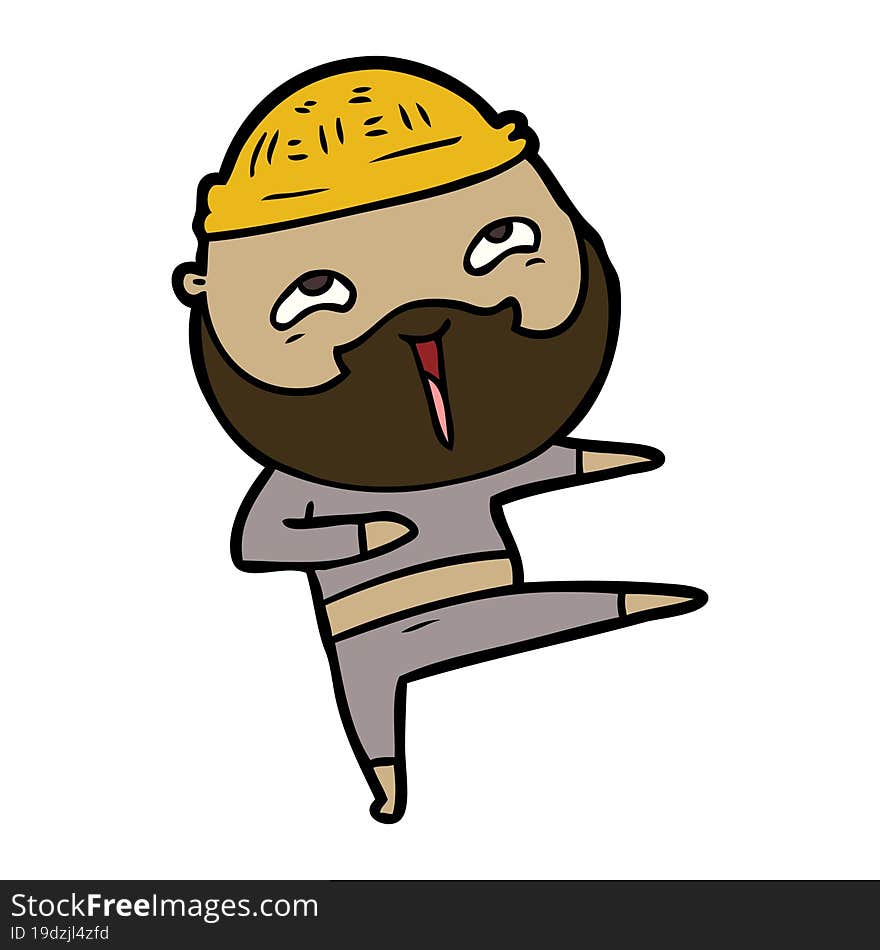 cartoon happy bearded man. cartoon happy bearded man