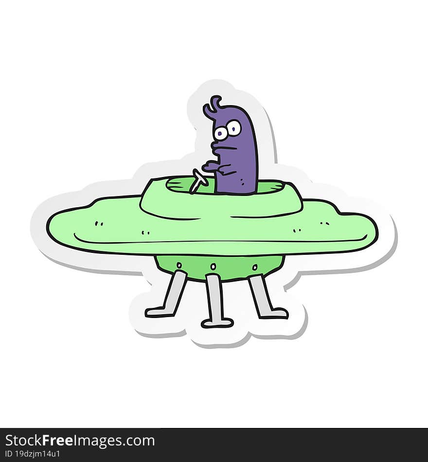 sticker of a cartoon flying saucer