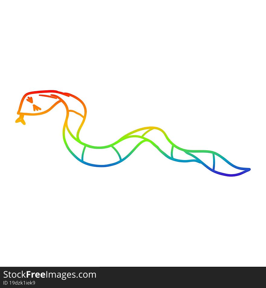 Rainbow Gradient Line Drawing Cartoon Snake