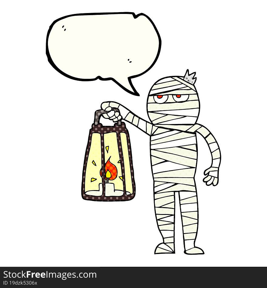 Comic Book Speech Bubble Cartoon Mummy