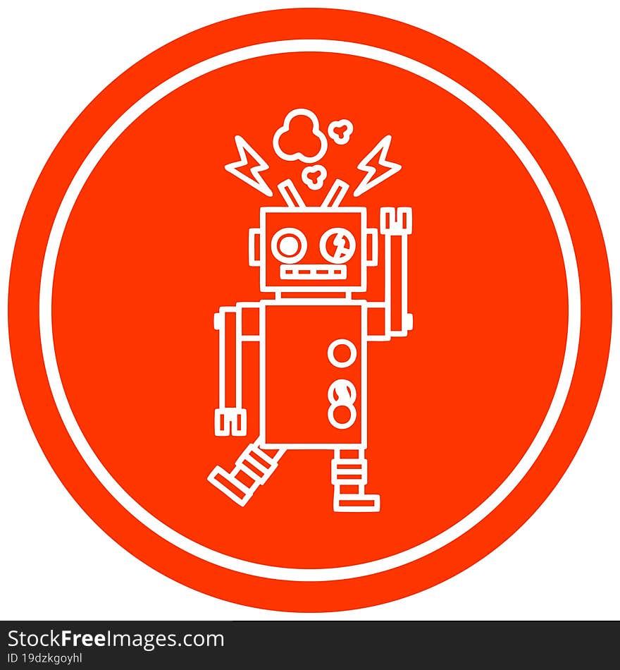 Malfunctioning Robot Circular Icon