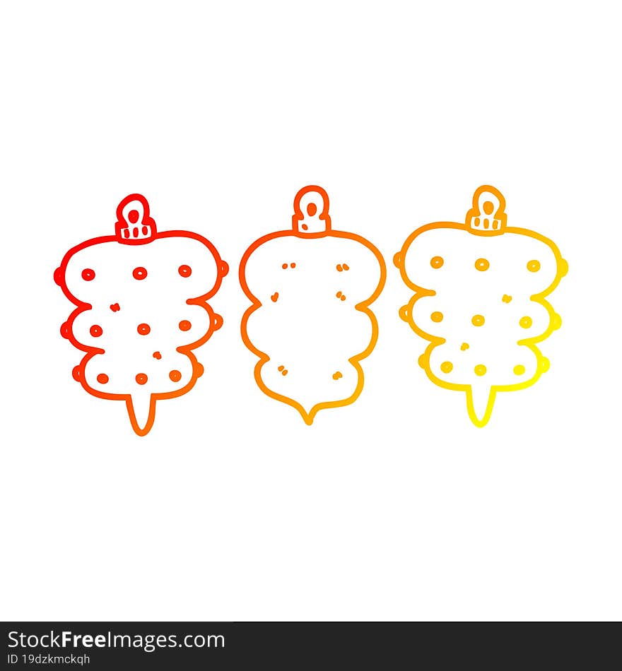 warm gradient line drawing cartoon christmas decorations