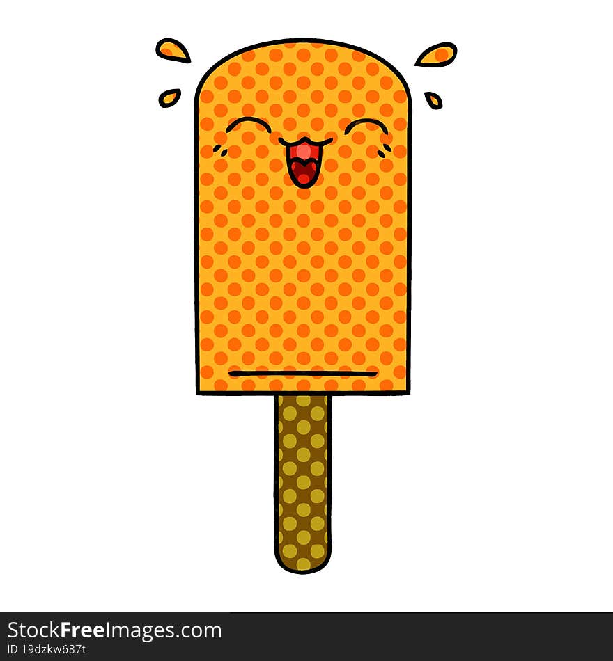 comic book style quirky cartoon orange ice lolly. comic book style quirky cartoon orange ice lolly