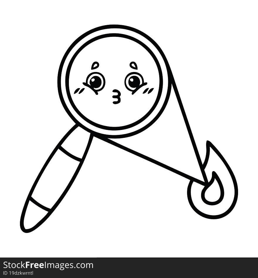 line drawing cartoon of a magnifying glass