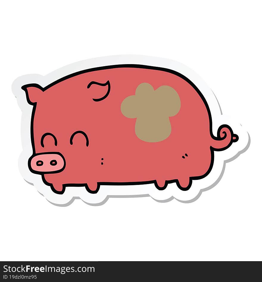 sticker of a cute cartoon pig