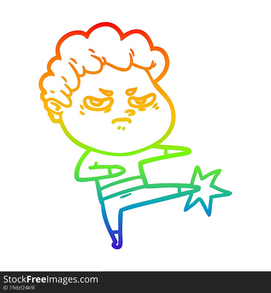 rainbow gradient line drawing cartoon angry man