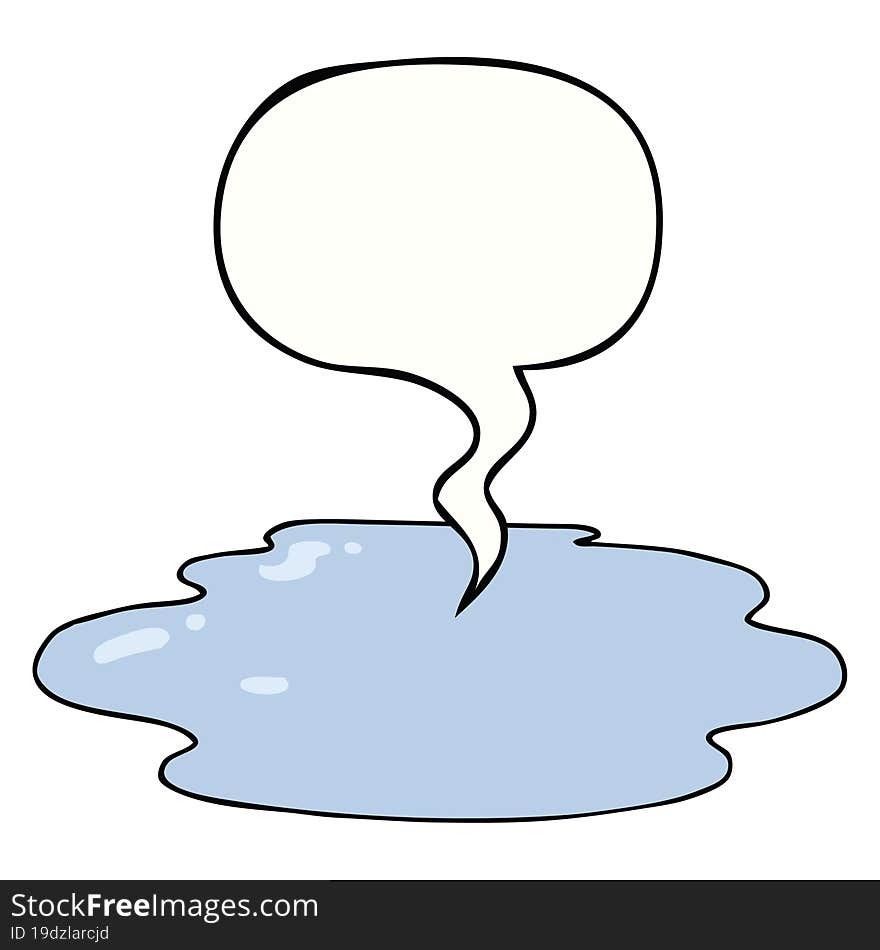 Cartoon Puddle Of Water And Speech Bubble