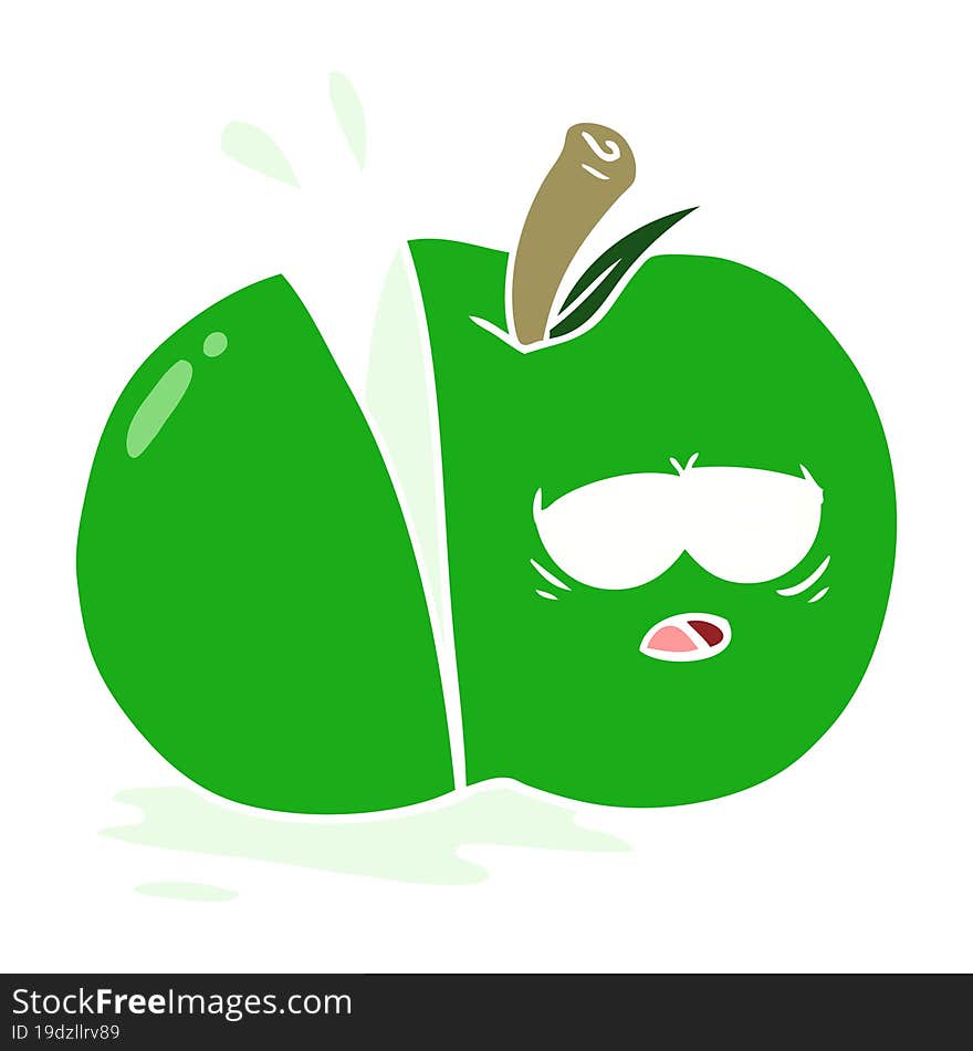 flat color style cartoon sliced apple