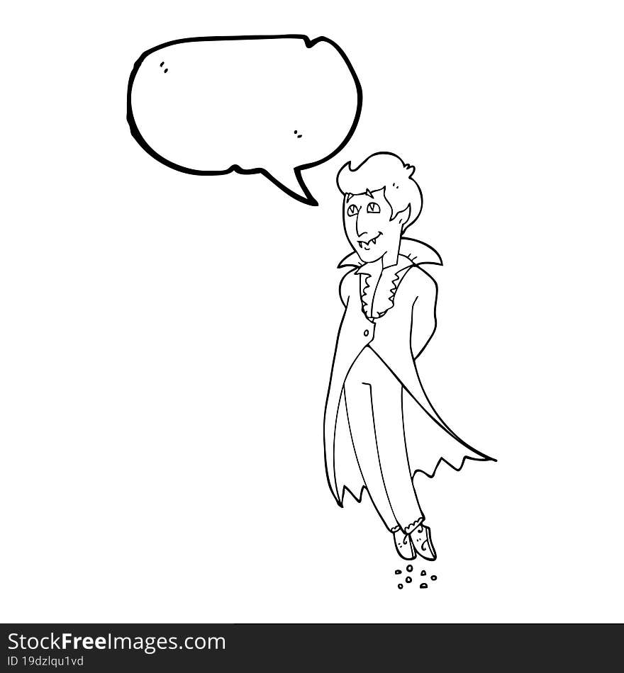 freehand drawn speech bubble cartoon vampire