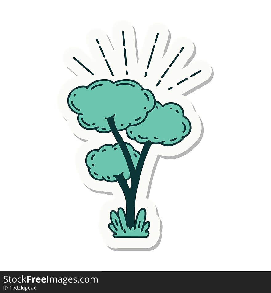 sticker of a tattoo style tree