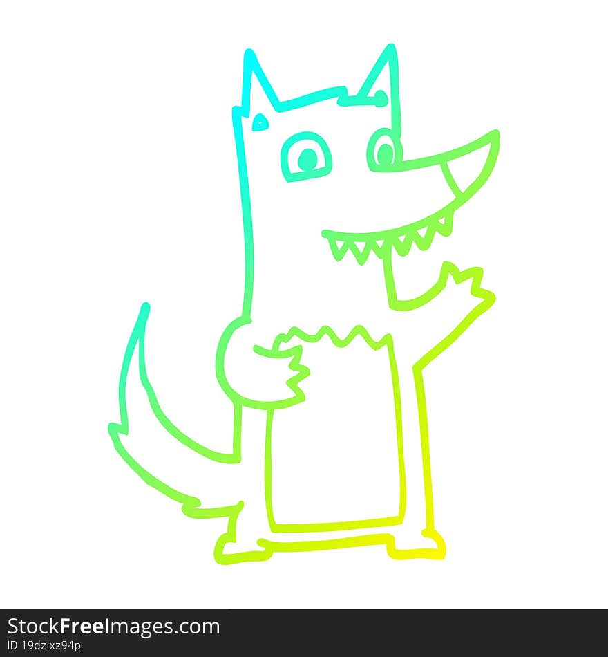 cold gradient line drawing cartoon wolf