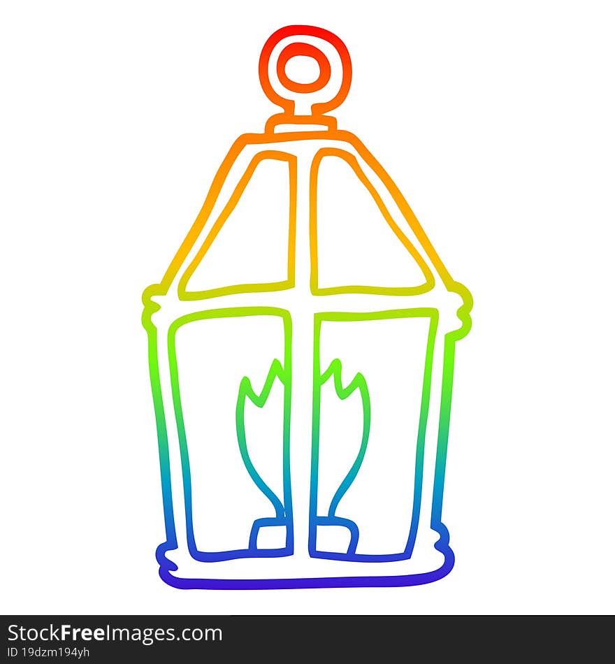 Rainbow Gradient Line Drawing Cartoon Lantern