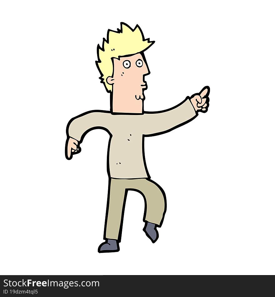 cartoon worried man pointing