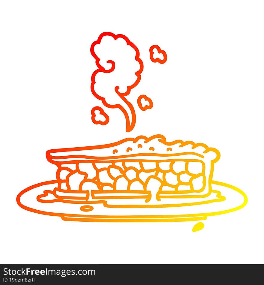 warm gradient line drawing cartoon blueberry pie