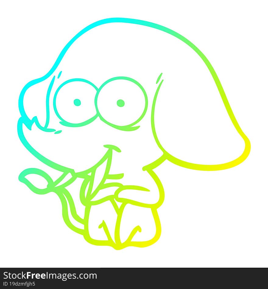 cold gradient line drawing happy cartoon elephant