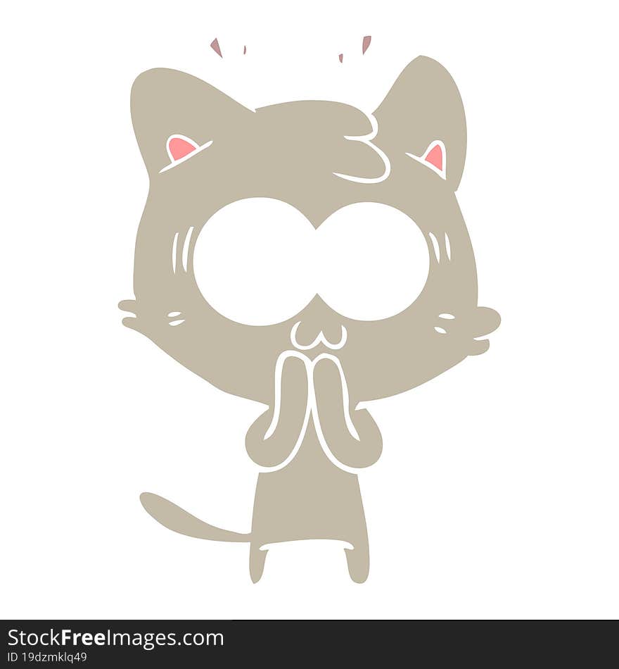 flat color style cartoon surprised cat