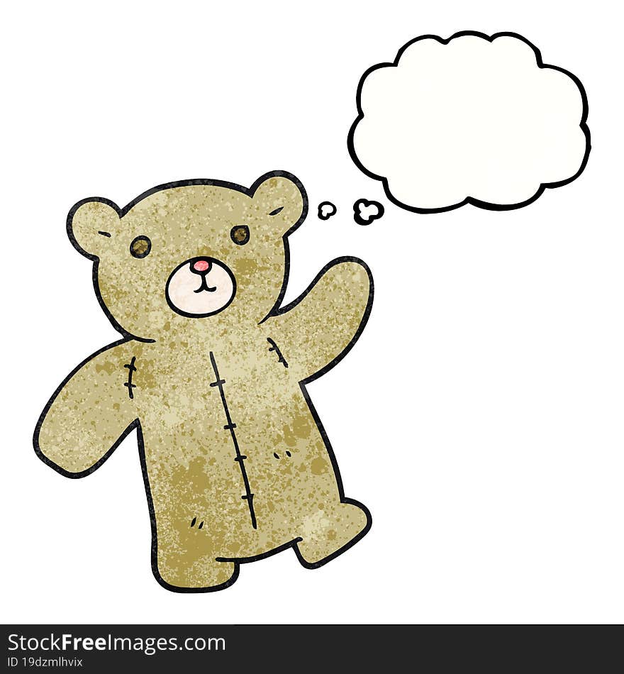 Thought Bubble Textured Cartoon Teddy Bear