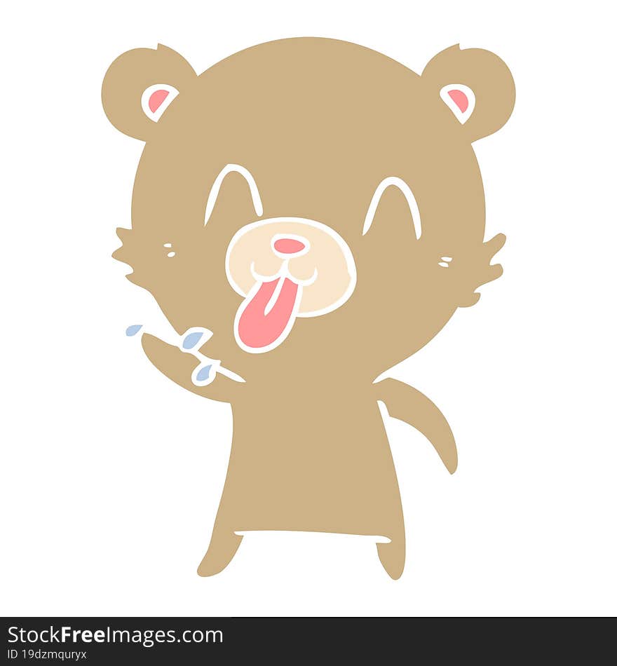 rude flat color style cartoon bear