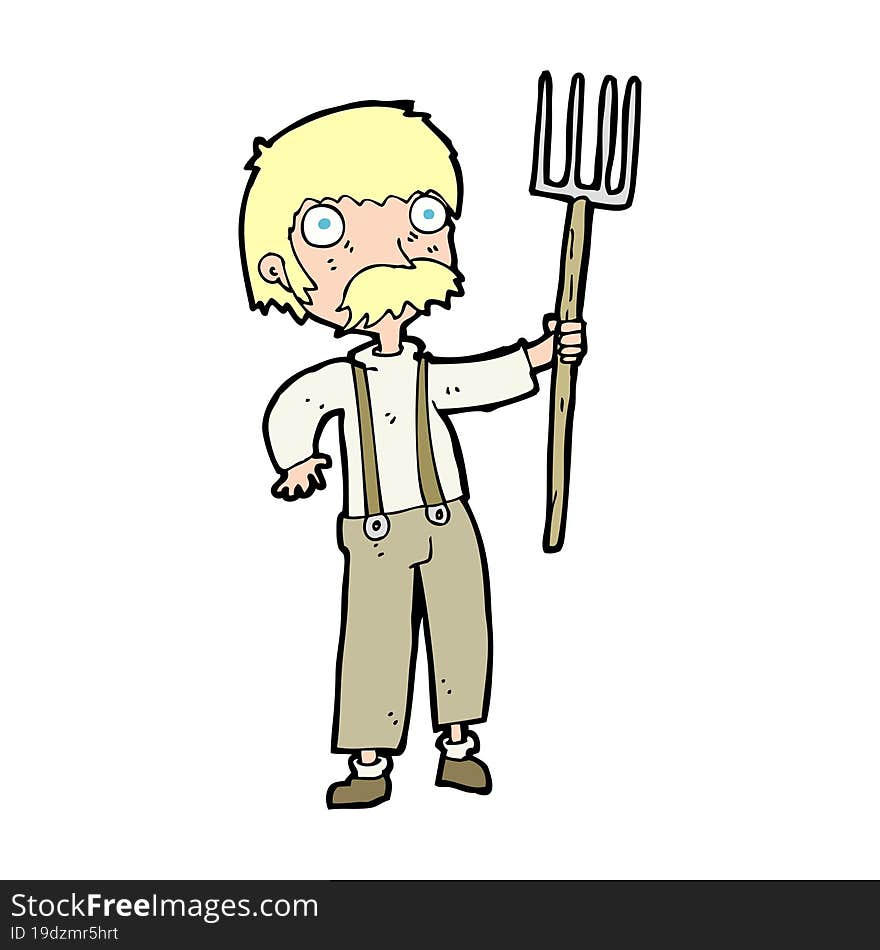 cartoon farmer with pitchfork