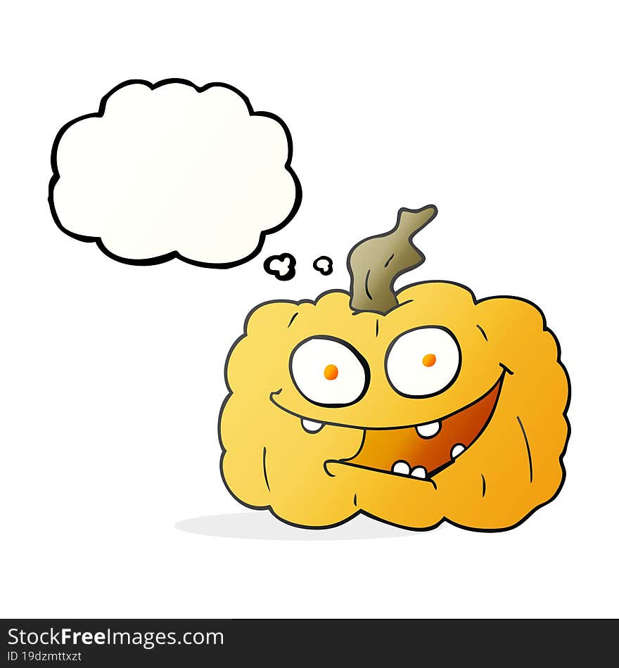 freehand drawn thought bubble cartoon pumpkin