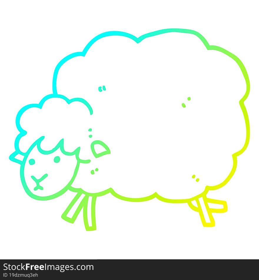 cold gradient line drawing of a cartoon sheep