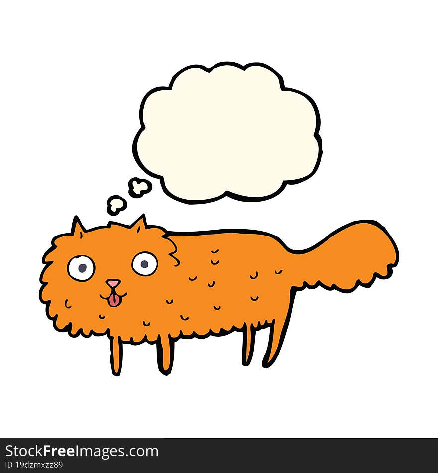 Cartoon Furry Cat With Thought Bubble