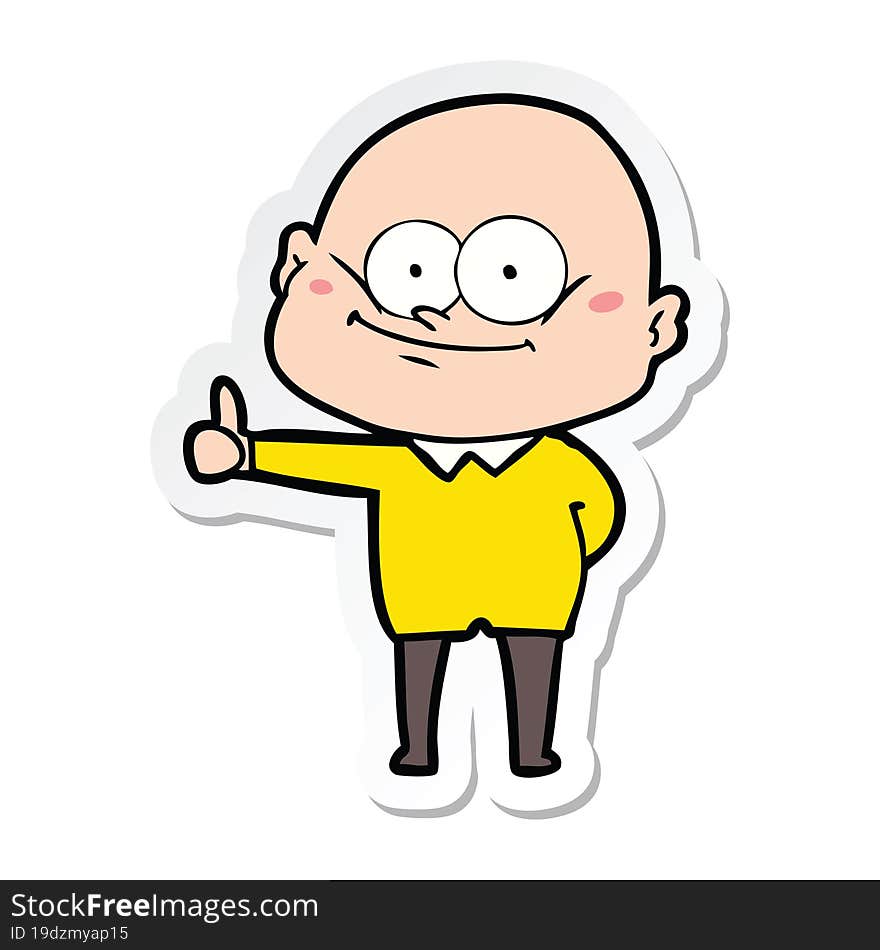 sticker of a cartoon bald man staring