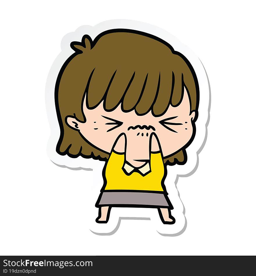 sticker of a annoyed cartoon girl