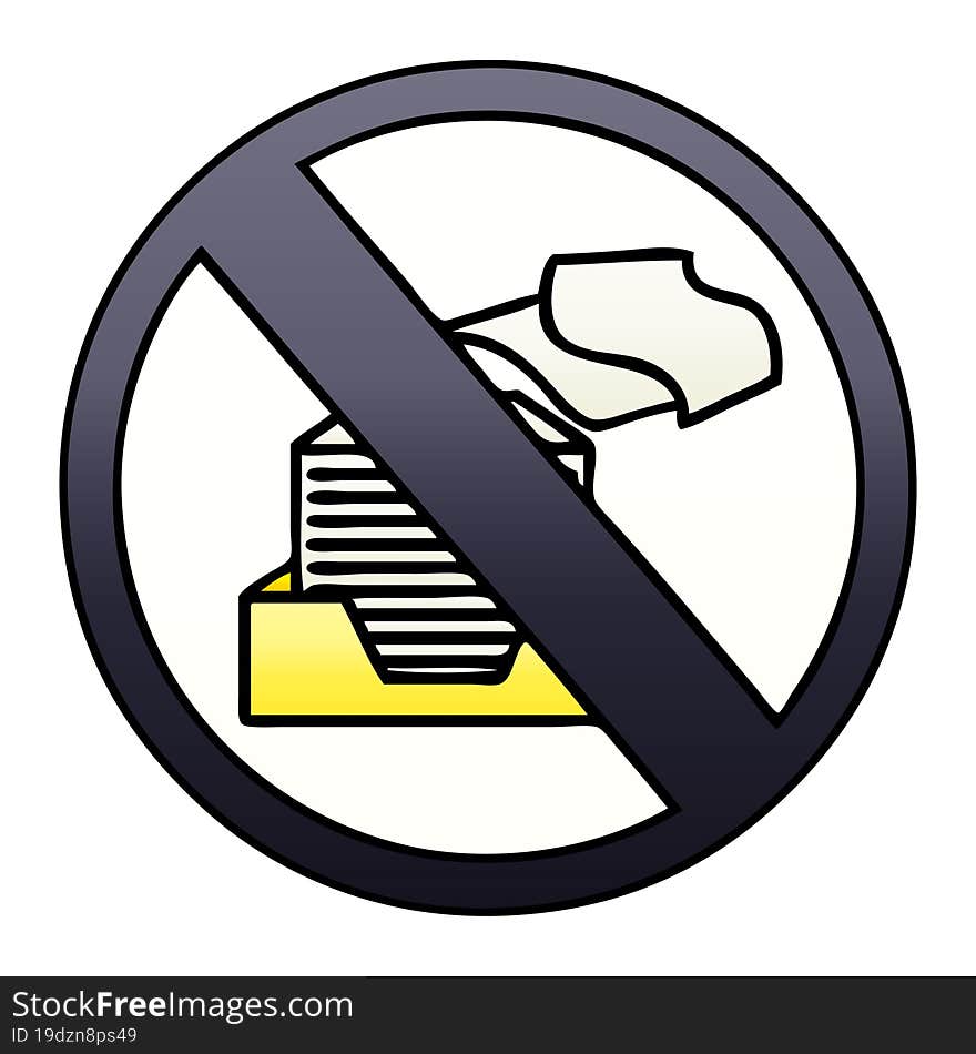 Gradient Shaded Cartoon Paper Ban Sign