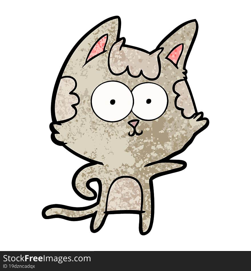 happy cartoon cat pointing. happy cartoon cat pointing