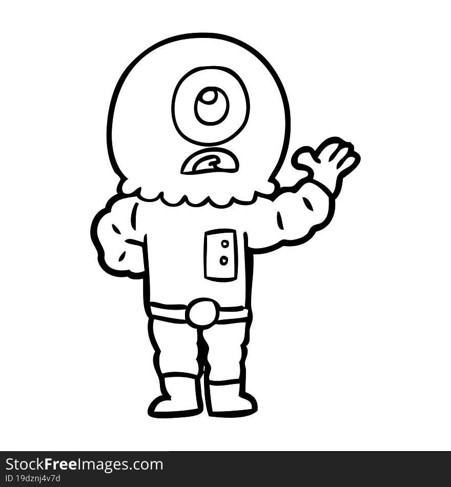 cartoon cyclops alien spaceman. cartoon cyclops alien spaceman