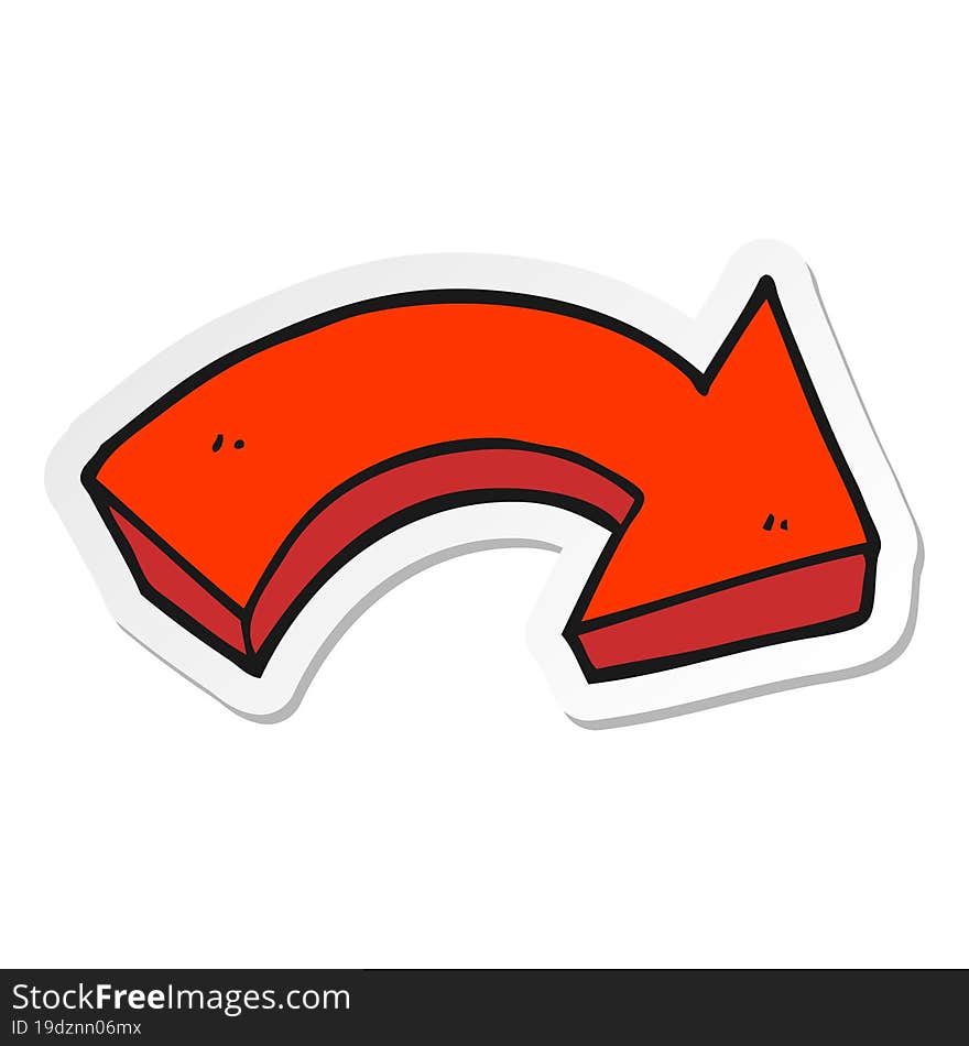 Sticker Of A Cartoon Pointing Arrow