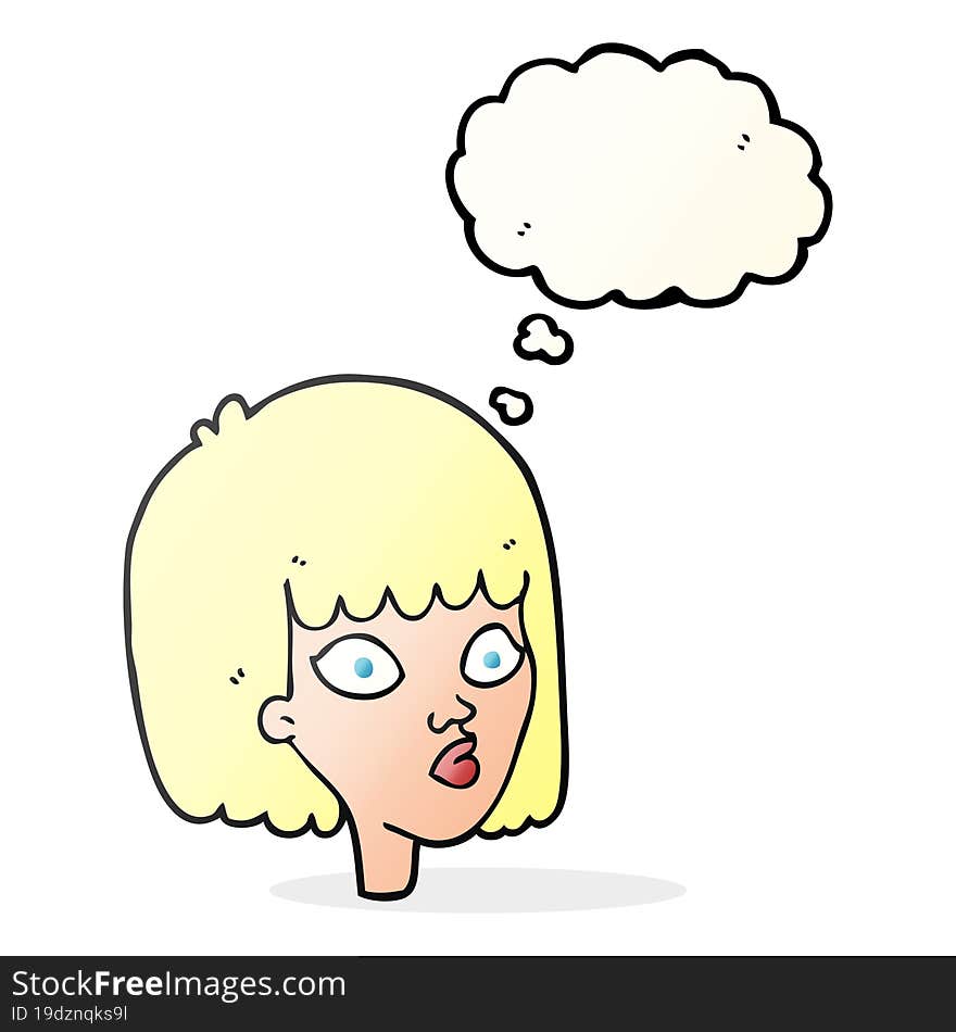 Thought Bubble Cartoon Female Face