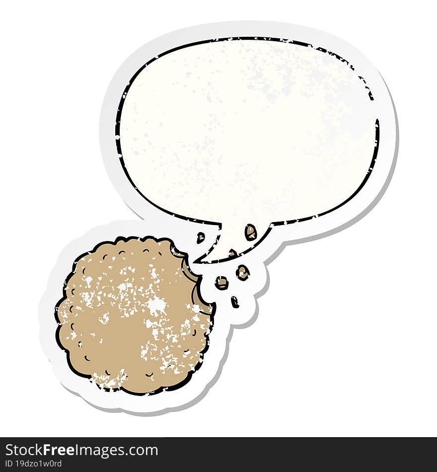 Cartoon Cookie And Speech Bubble Distressed Sticker