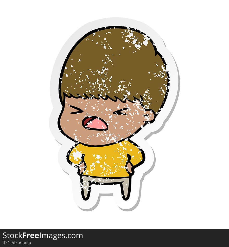 distressed sticker of a cartoon stressed man