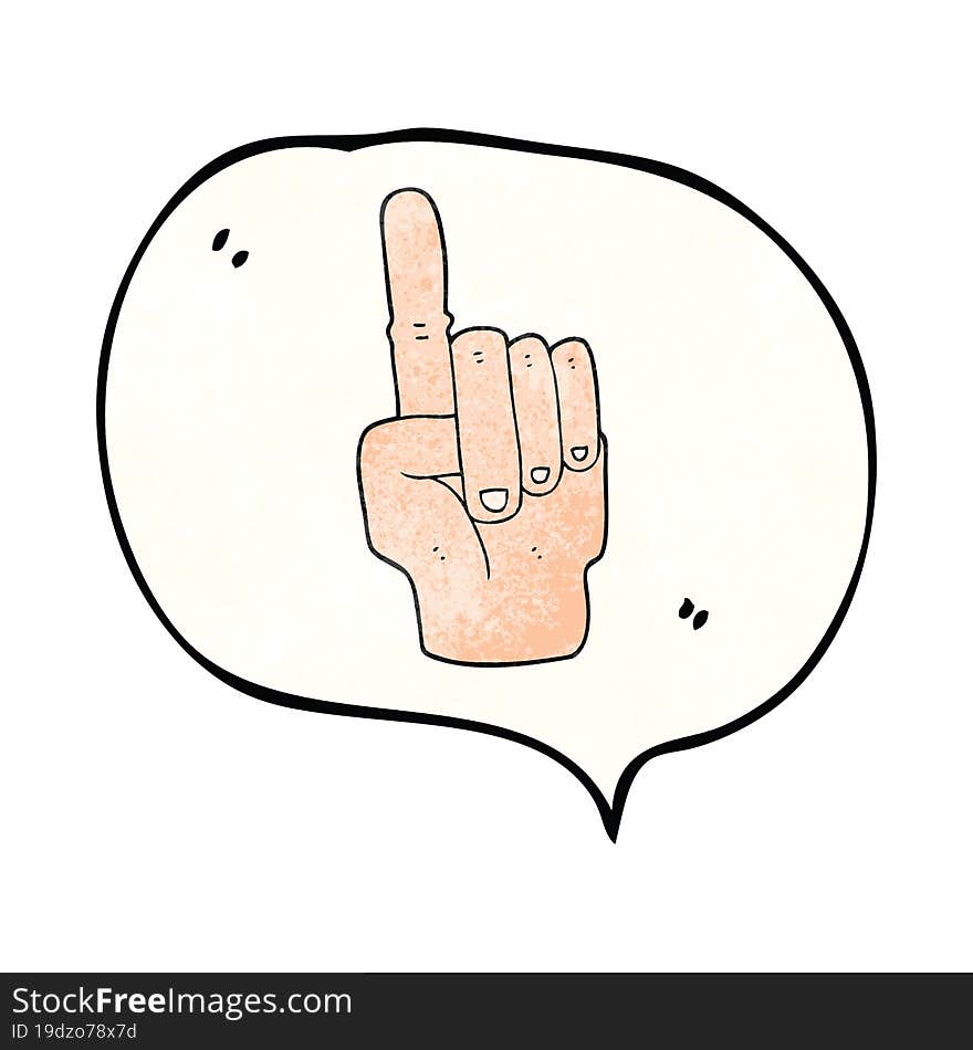 freehand speech bubble textured cartoon pointing hand